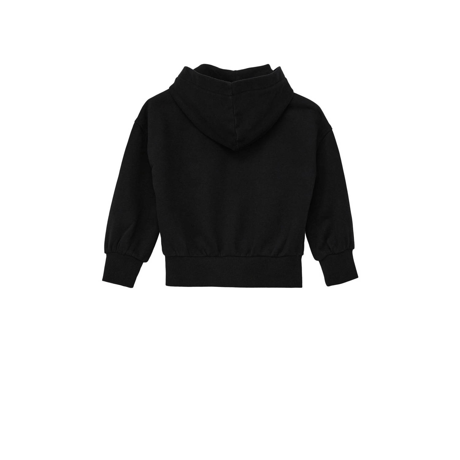 s.Oliver hoodie met printopdruk en pailletten zwart