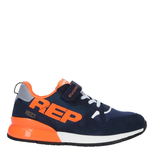 REPLAY Shoot Jr suède sneakers blauw/oranje