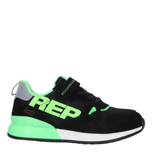 REPLAY Shoot Jr suède sneakers zwart/groen