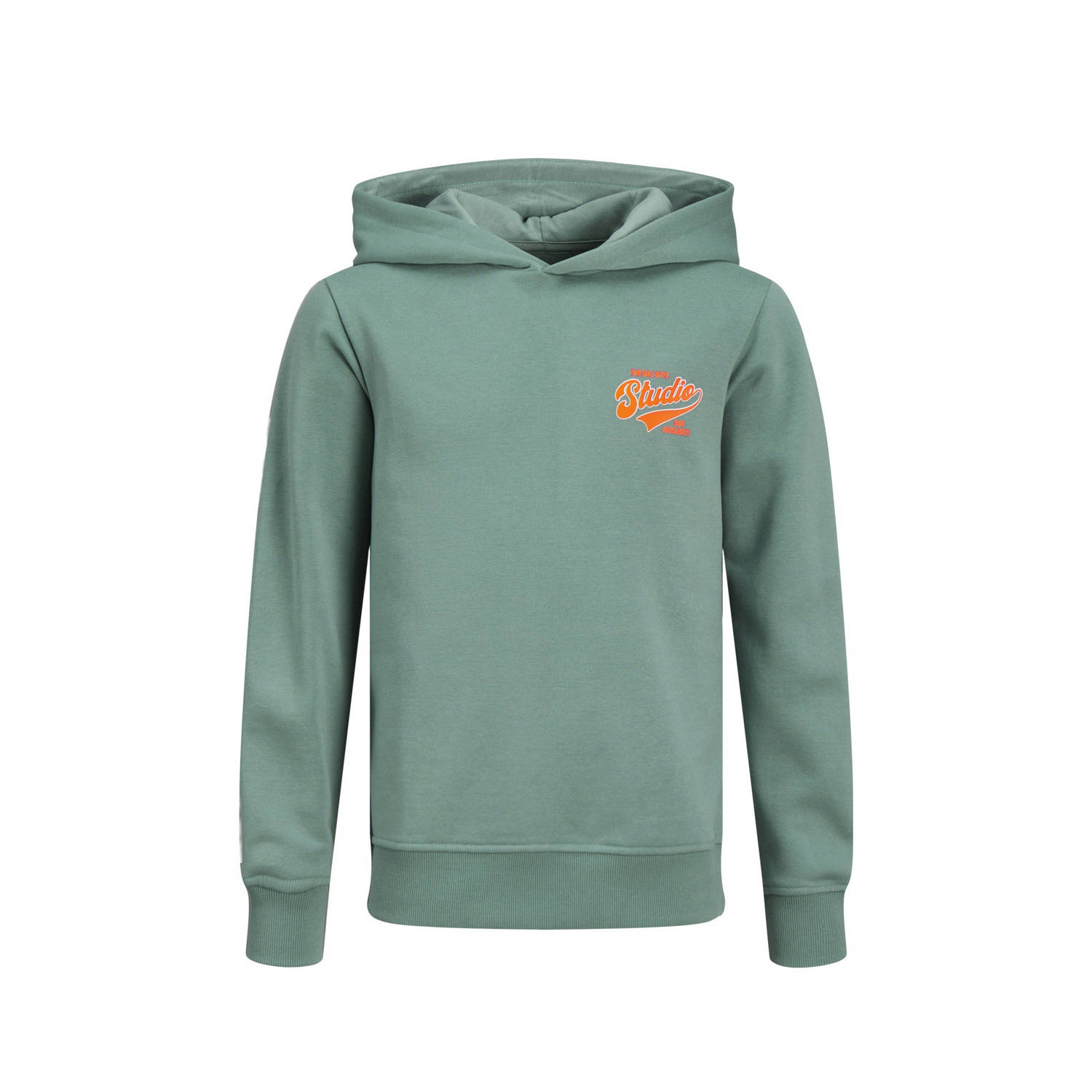 Jack & jones JUNIOR hoodie JJTREND met backprint zachtgroen Sweater Backprint 128
