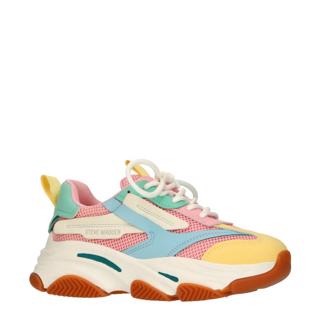 Multikleurige meisjes Steve Madden JPossession chunky sneakers pastel van textiel met veters