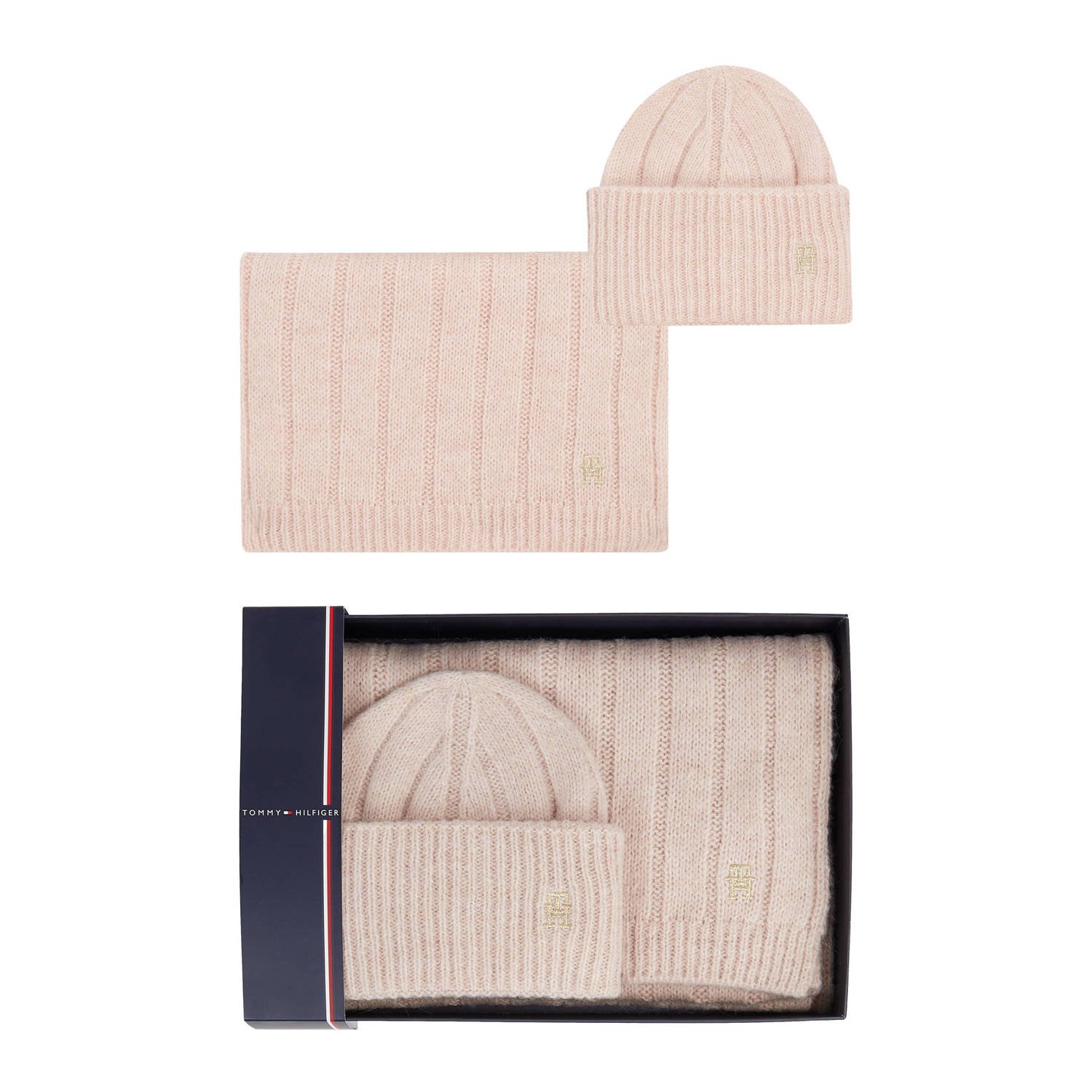 Tommy Hilfiger Gebreide sjaal GP TH TIMELESS BEANIE + SCARF Cadeauset (set)