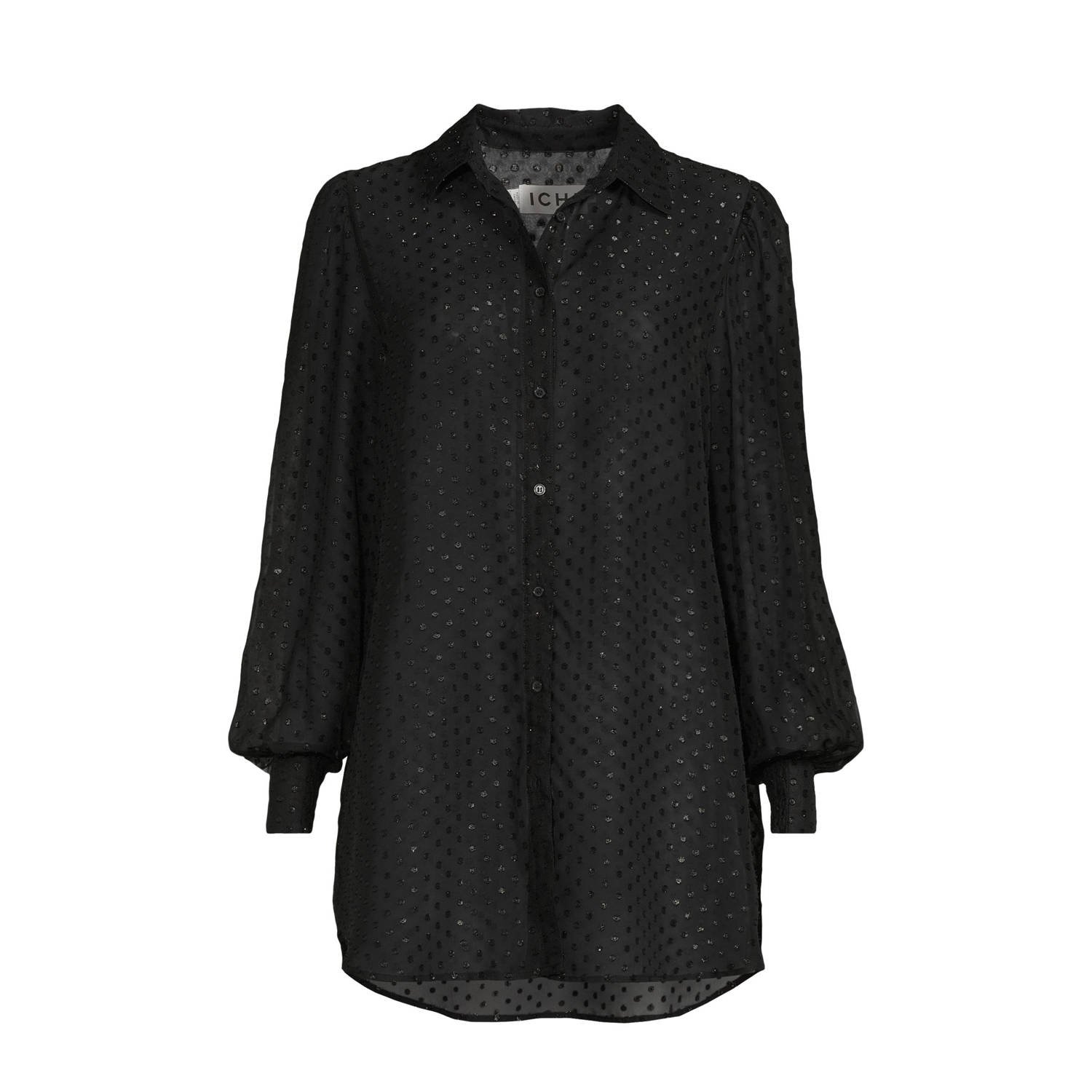 ICHI blouse IHKARIMA met stippen en glitters zwart