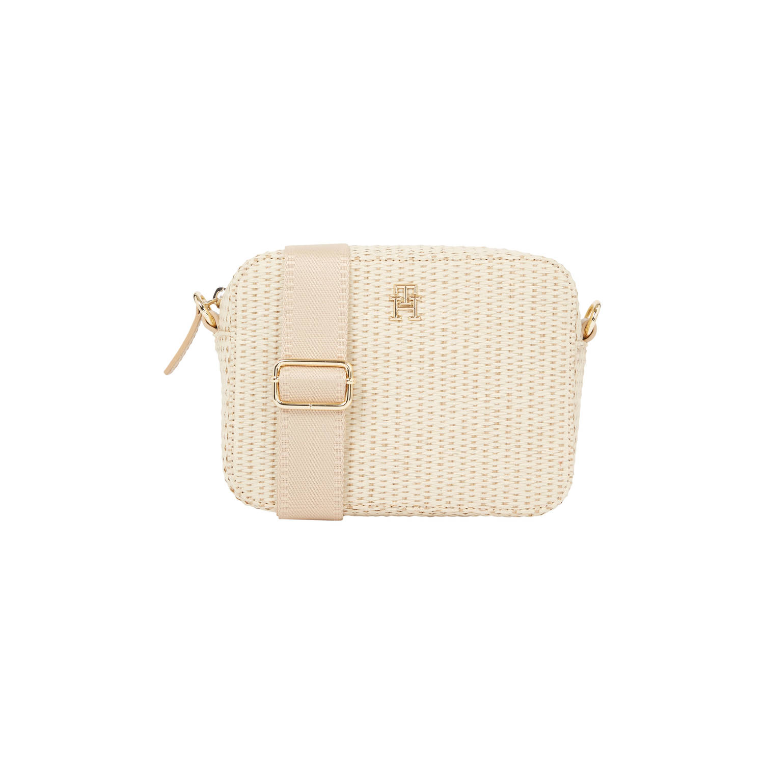 Tommy Hilfiger raffia crossbody tas naturel