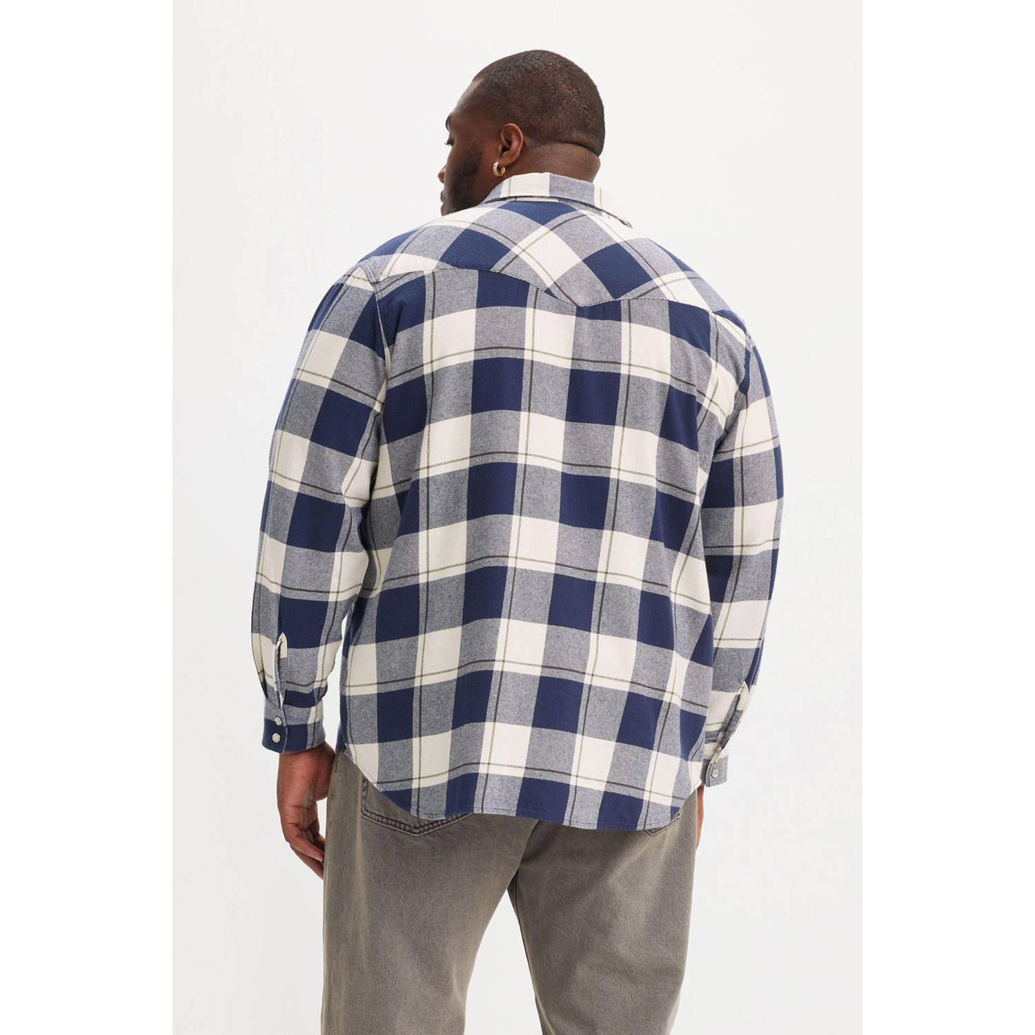 Levi's Big and Tall geruit regular fit overhemd Plus Size blauw