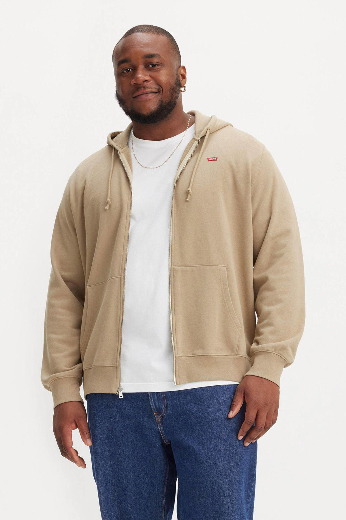Levi's Big and Tall sweatvest Plus Size met logo beige wehkamp