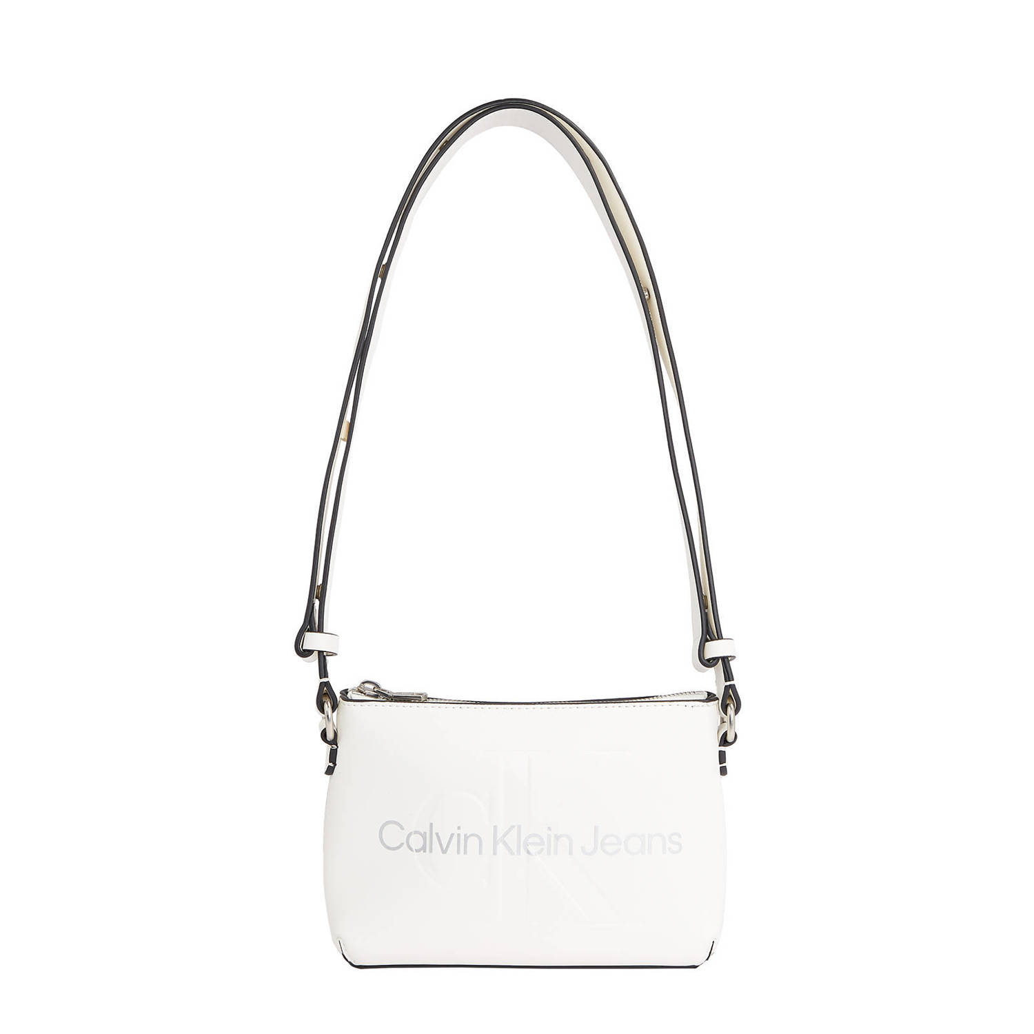 Calvin Klein Jeans Witte Schoudertas met Ritssluiting White Dames