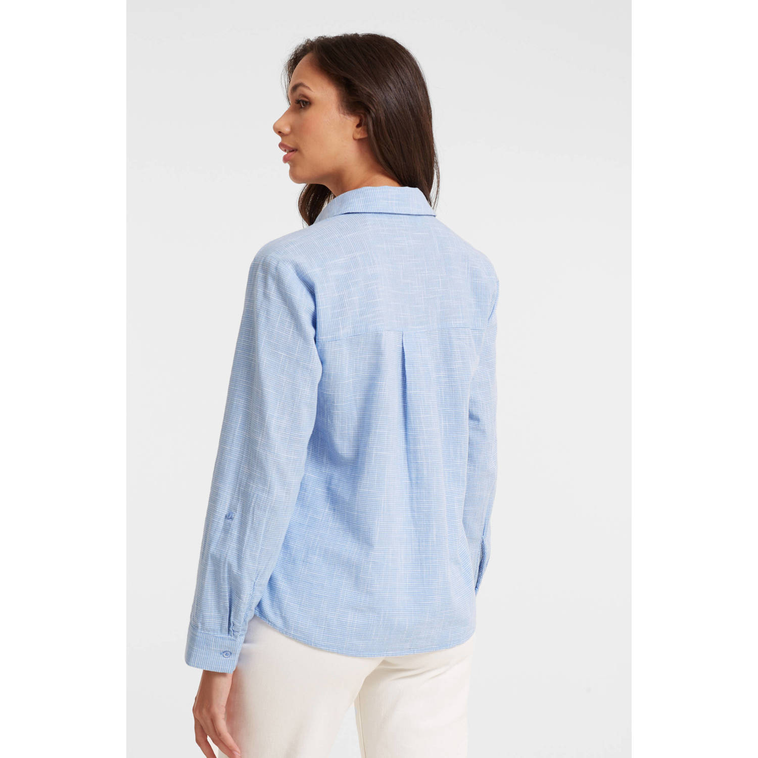 anytime blouse met klassieke kraag blauw wit