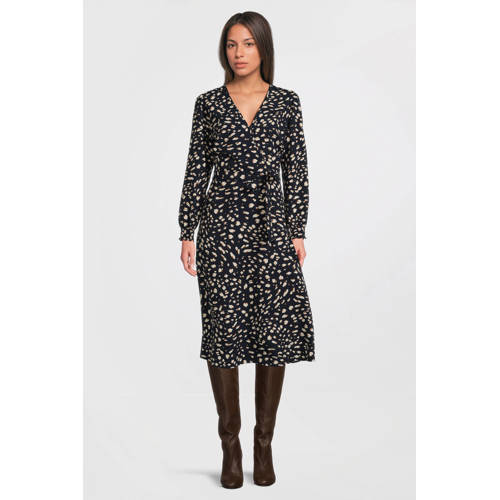 Imagine wikkeljurk met panterprint donkerblauw/beige afbeelding