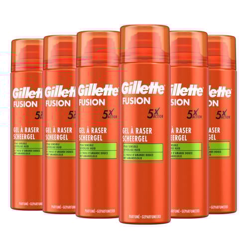 Wehkamp Gillette Fusion5 scheergel met amandelolie - 6 x 200 ml aanbieding
