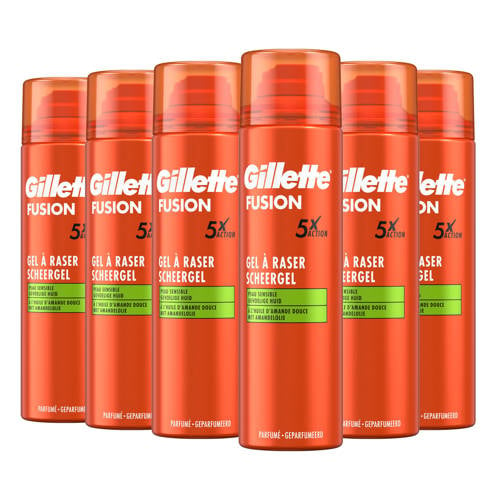 Wehkamp Gillette Fusion scheergel met amandelolie - 6 x 200 ml aanbieding