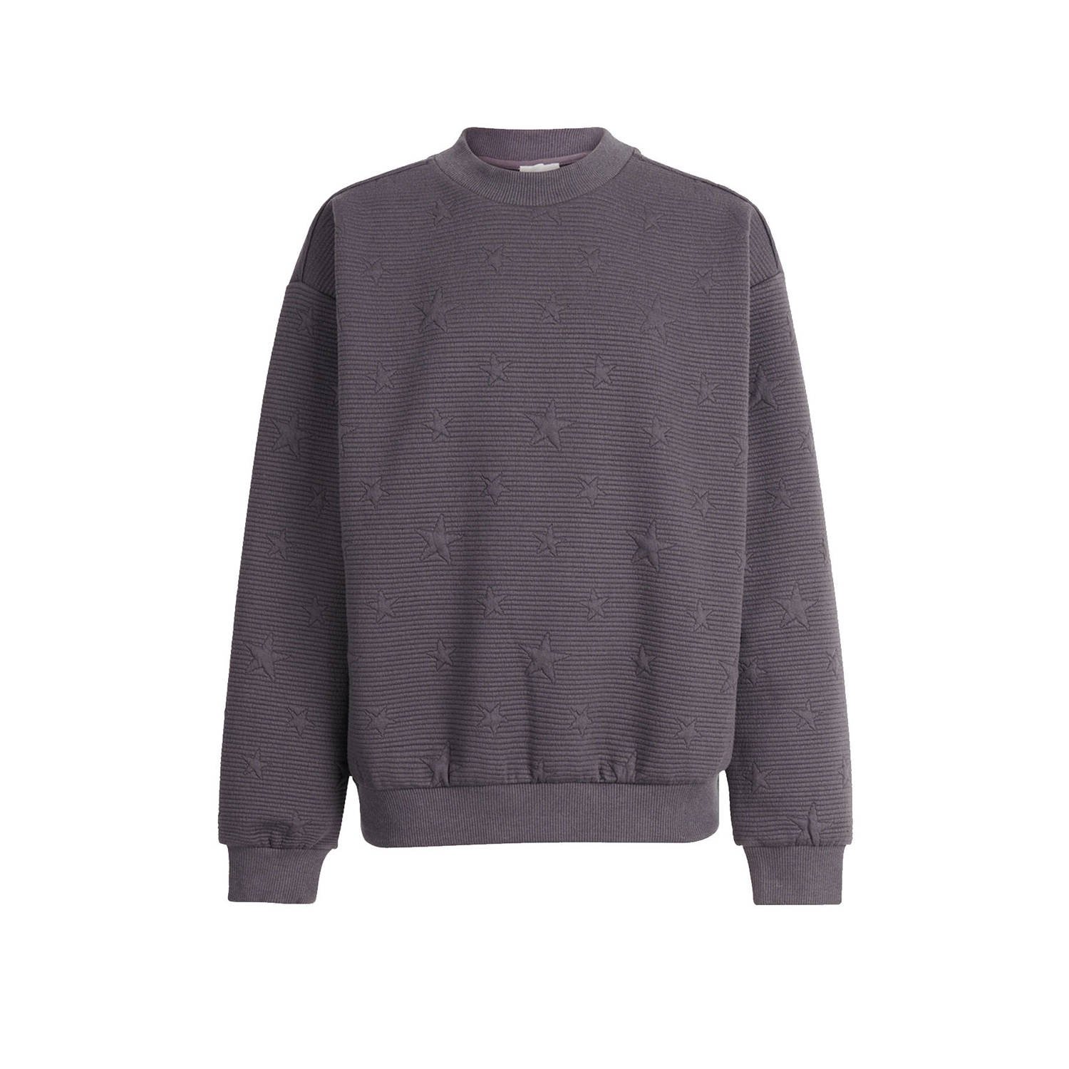 Shoeby sweater met sterren en textuur donkergrijs Sterren 110 116