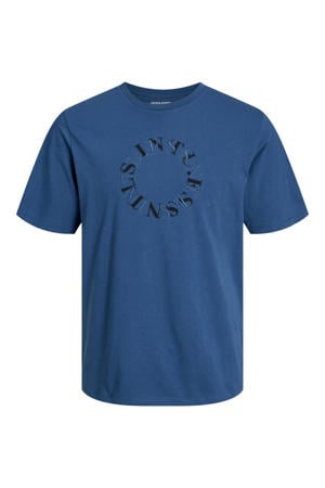 regular fit T-shirt JJLEE Plus Size met printopdruk blauw
