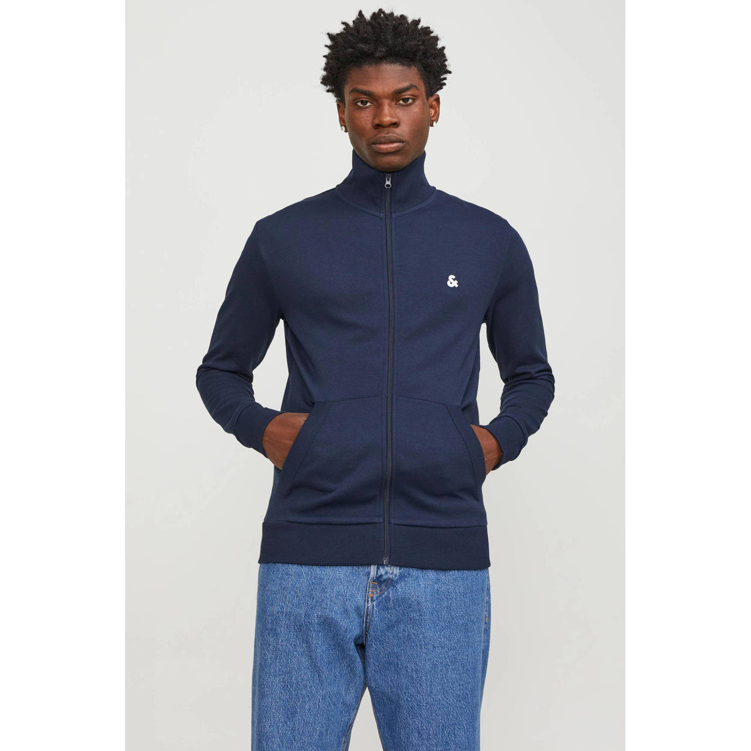 JACK & JONES ESSENTIALS sweatvest JJEPAULOS met logo navy blazer