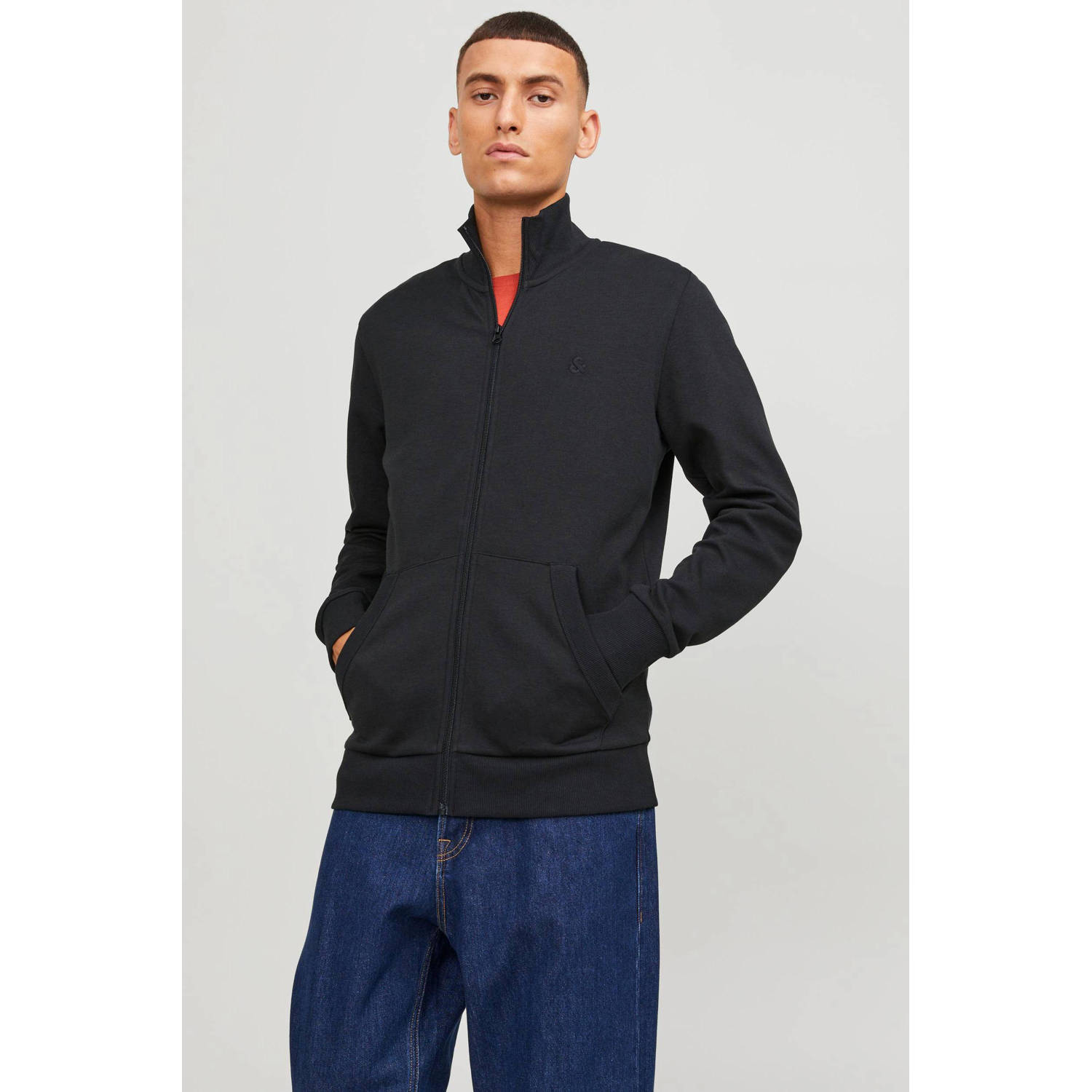 JACK & JONES ESSENTIALS sweatvest JJEPAULOS met logo black