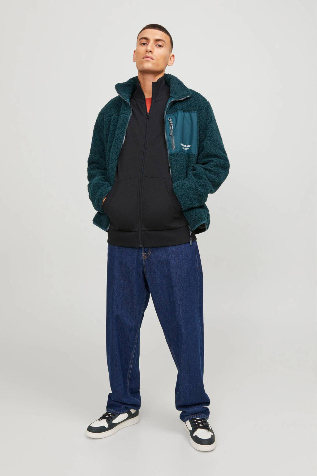 JACK & JONES ESSENTIALS sweatvest JJEPAULOS  met logo black