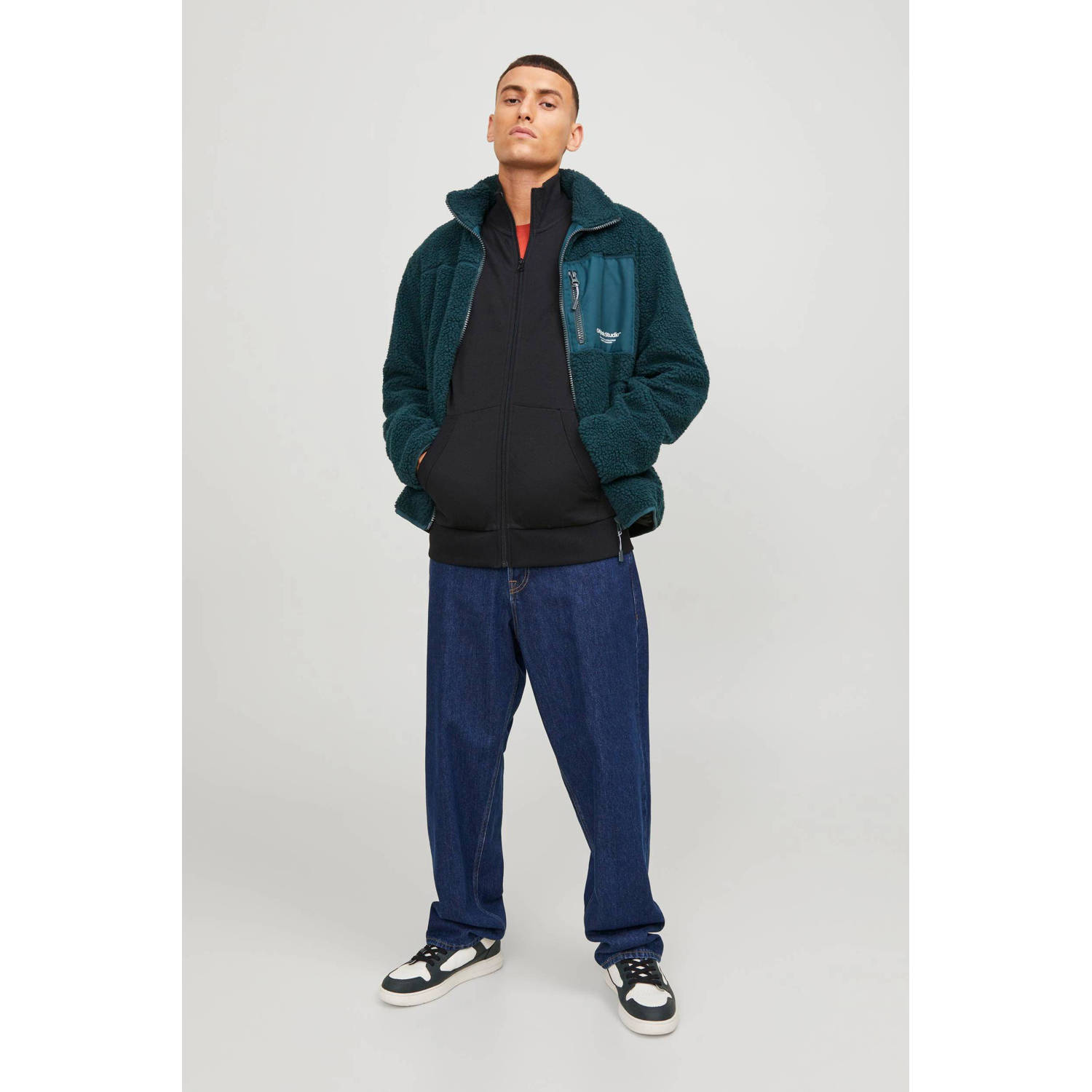 JACK & JONES ESSENTIALS sweatvest JJEPAULOS met logo black