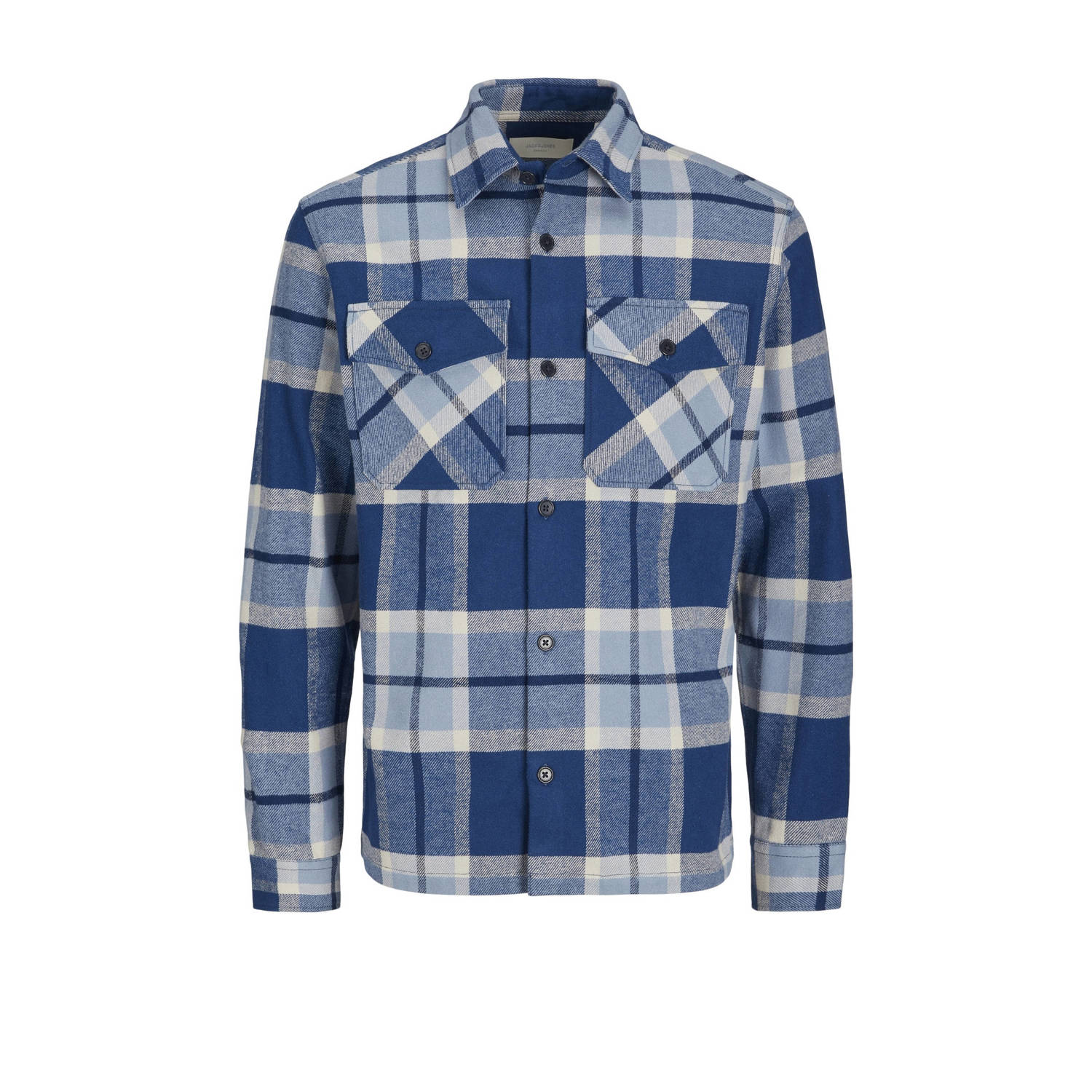 JACK & JONES PREMIUM geruit regular fit overshirt blauw