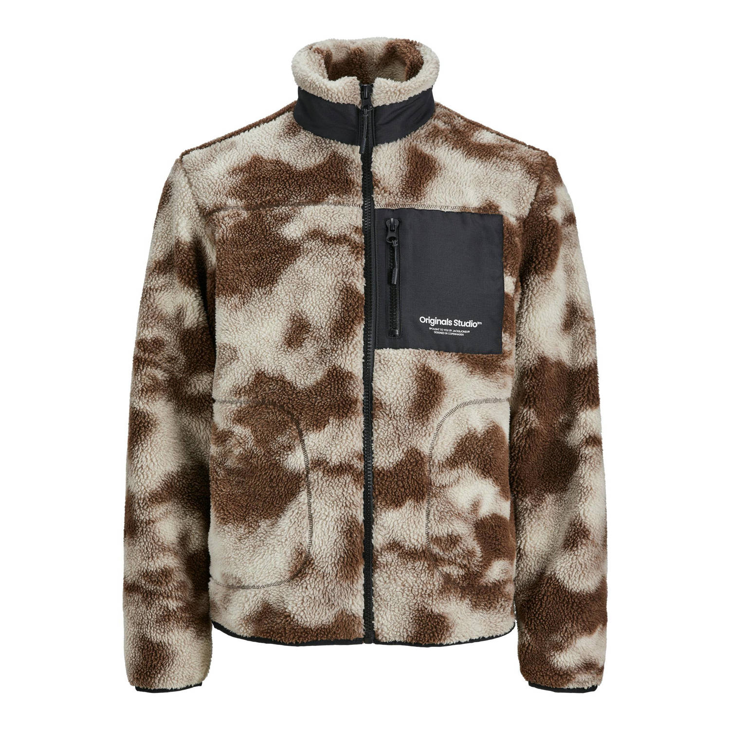 JACK & JONES ORIGINALS sweatvest JORVESTERBRO met all over print bruin