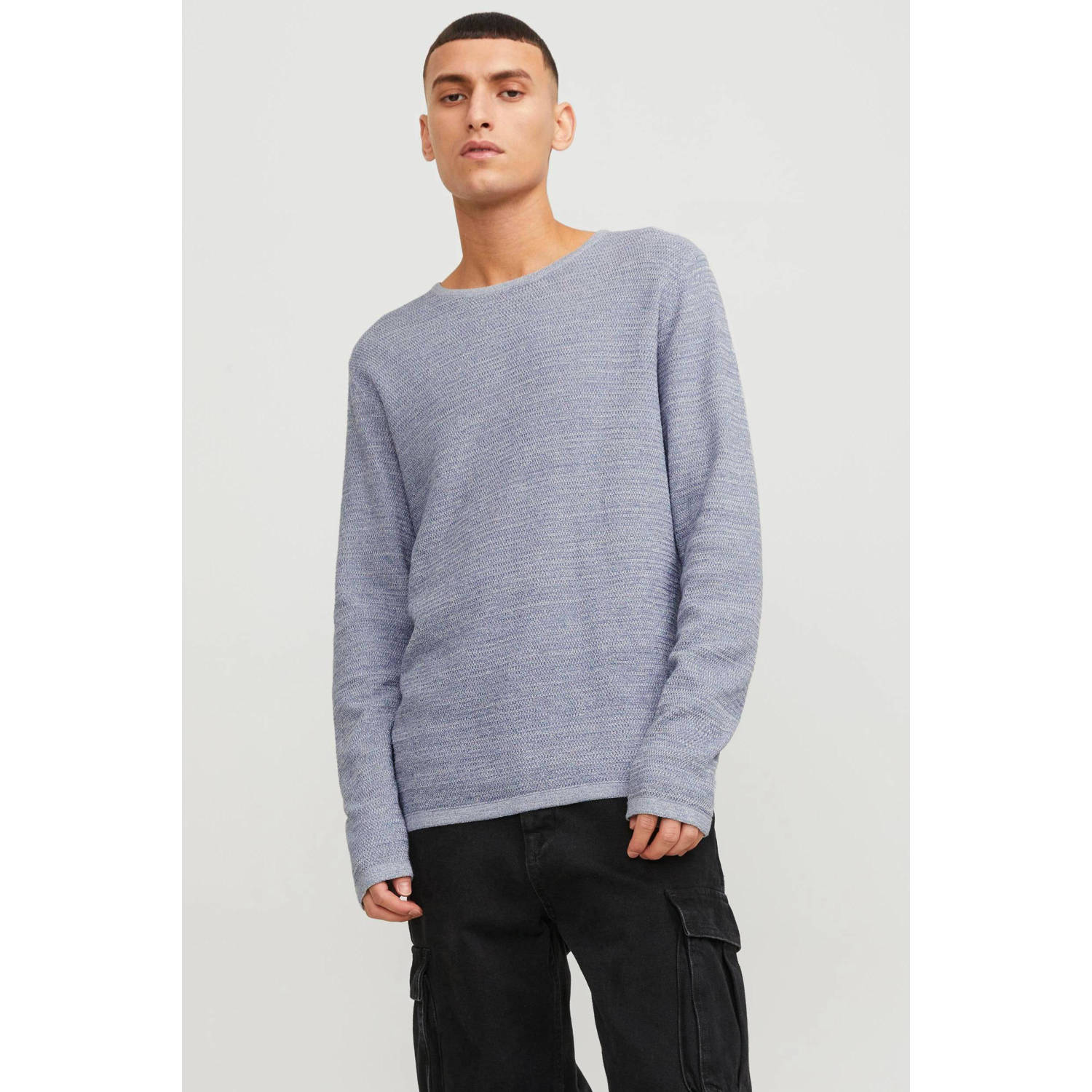 JACK & JONES ESSENTIALS gemêleerde trui JJEGREG lichtblauw