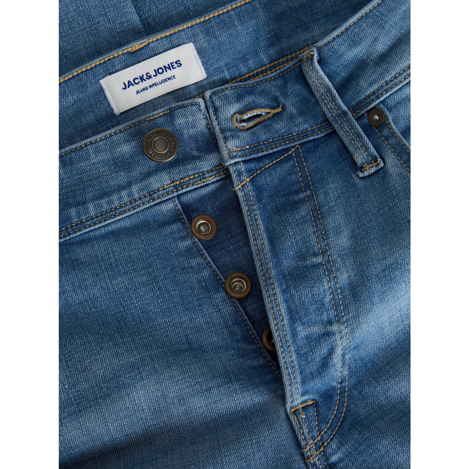 JACK & JONES JEANS INTELLIGENCE slim fit jeans JJIGLENN JJ FOX blue denim