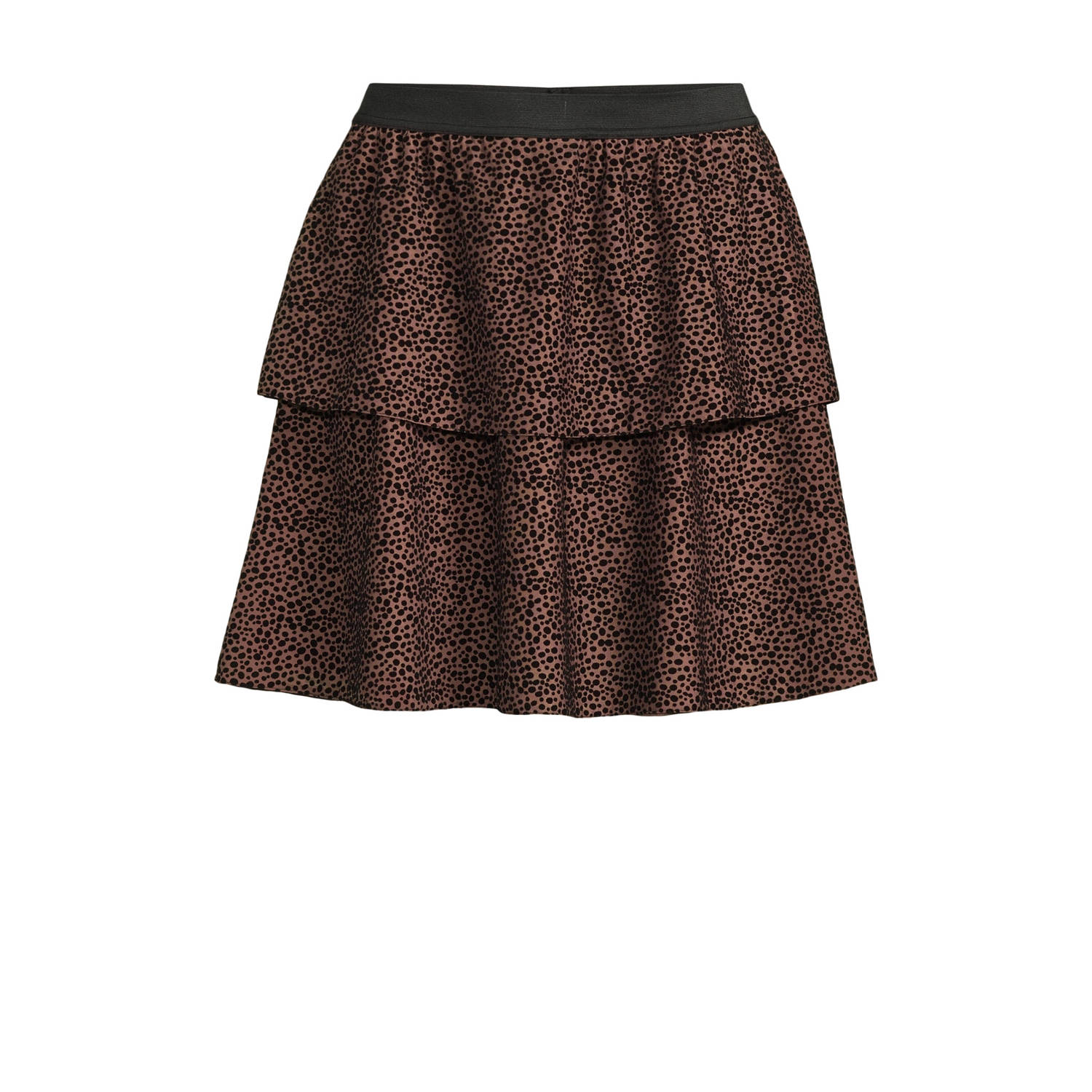 Anytime mesh rok met stippenprint bruin zwart