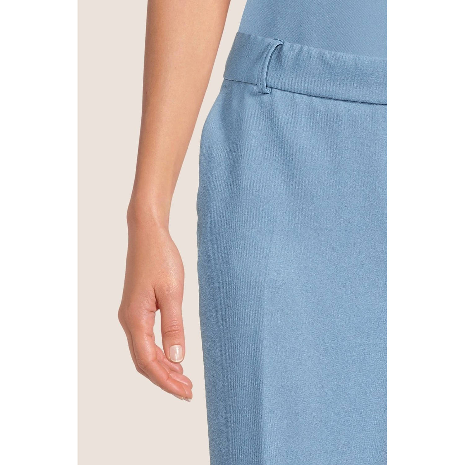 Mos Mosh cropped straight fit pantalon Bai Leia van polyester blauw