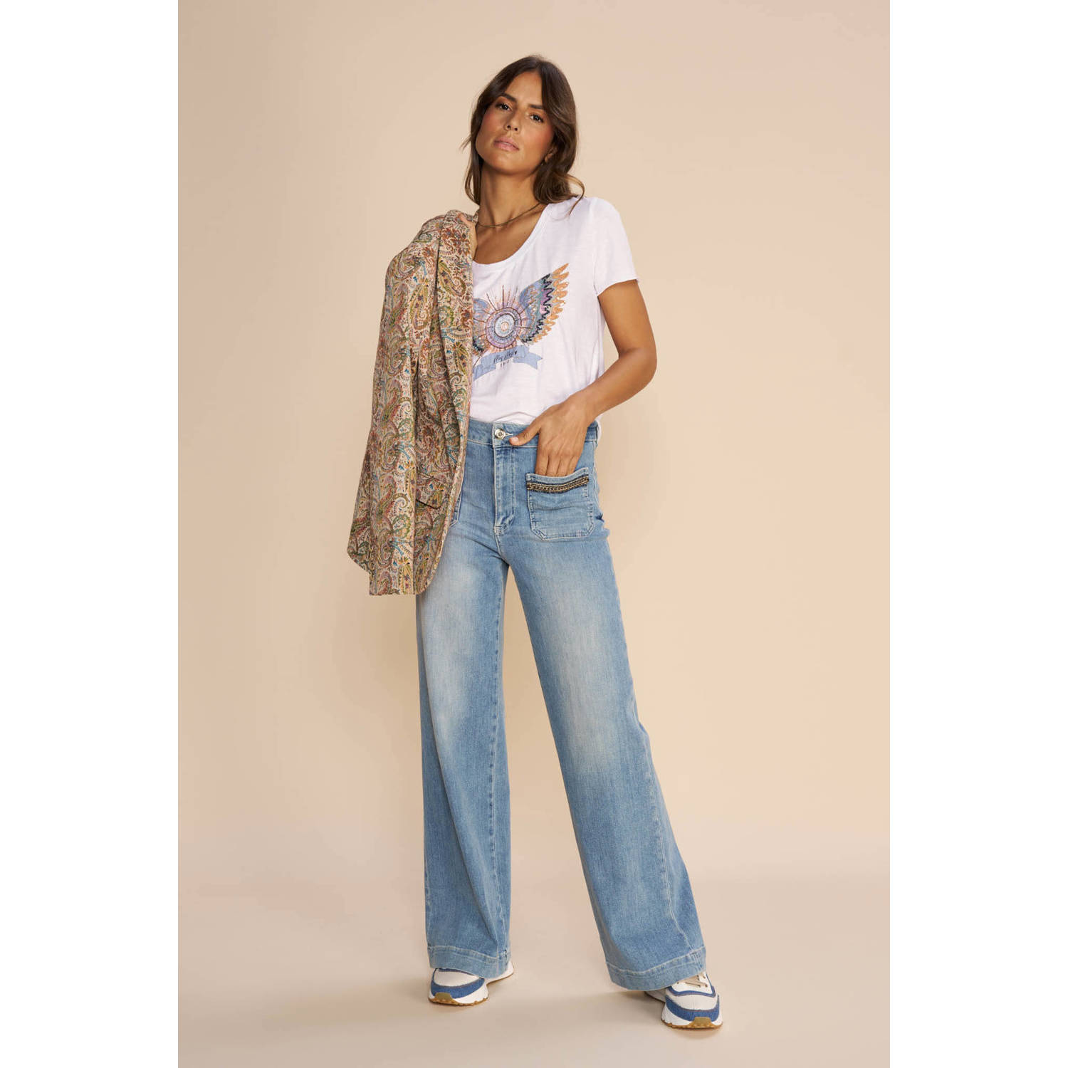 Mos Mosh wide leg jeans MMColette medium blue denim