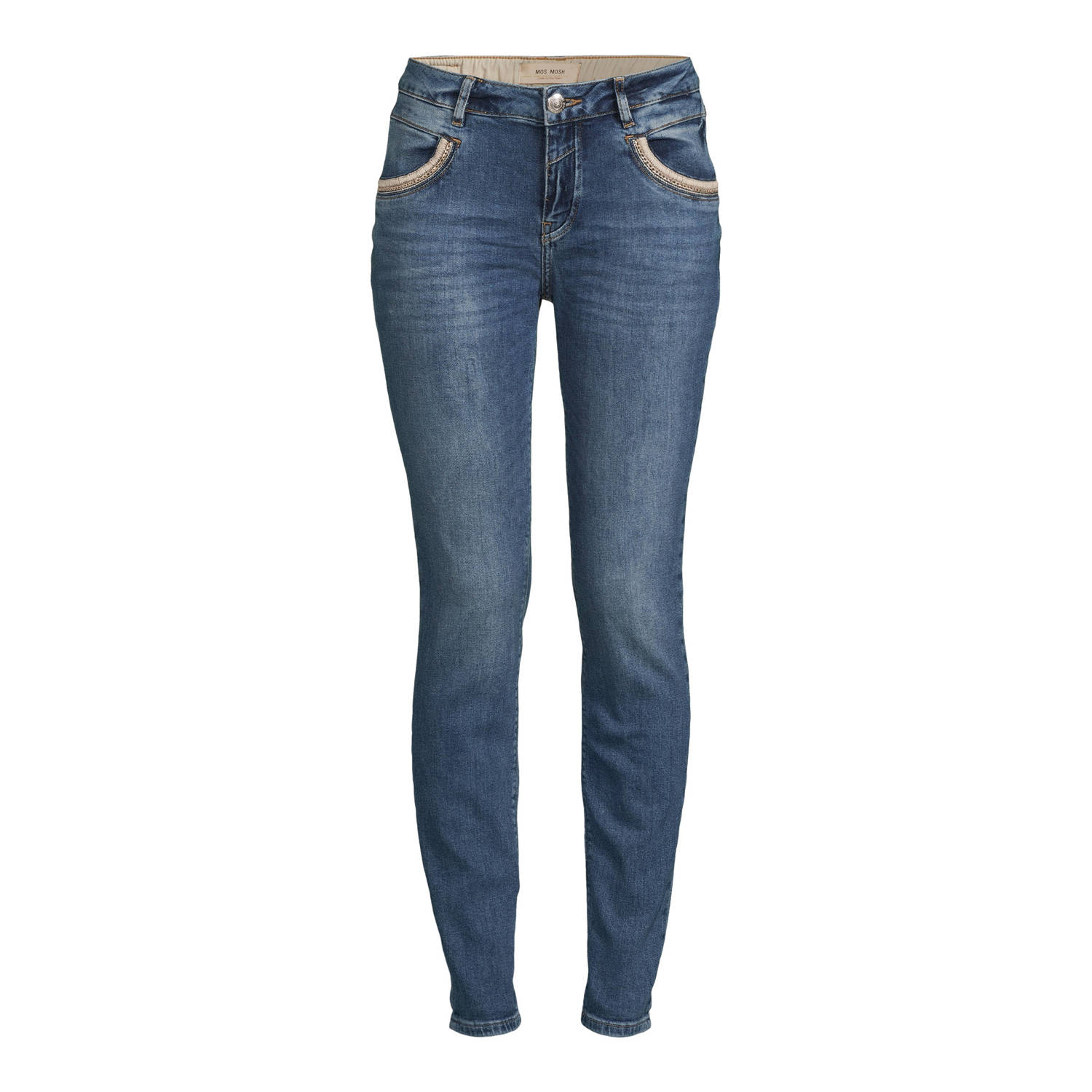 MOS MOSH Klassieke Cropped Jeans met Stijlvolle Details Blue Dames