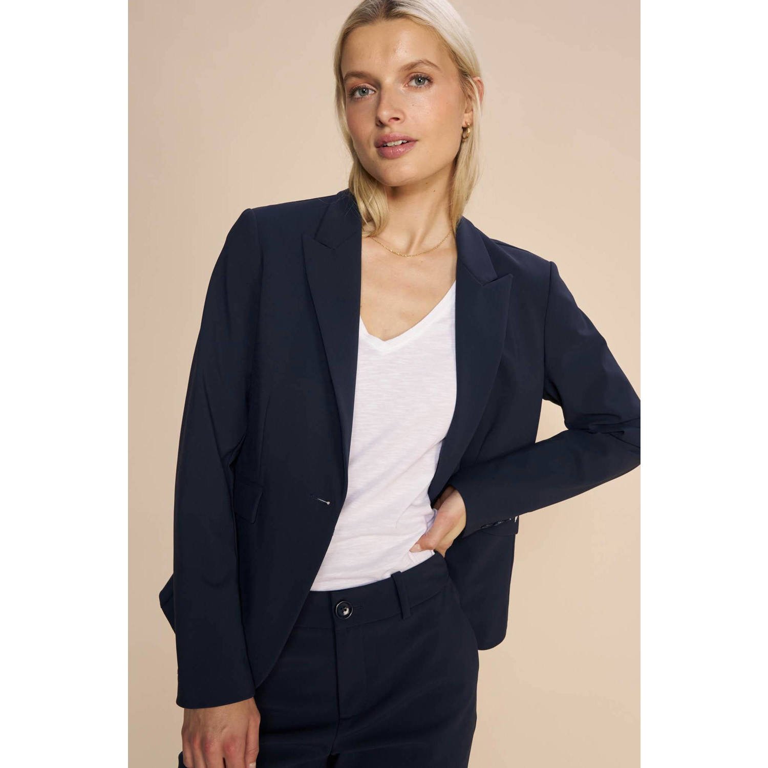 Mos Mosh rechtvallende blazer MMBlake donkerblauw