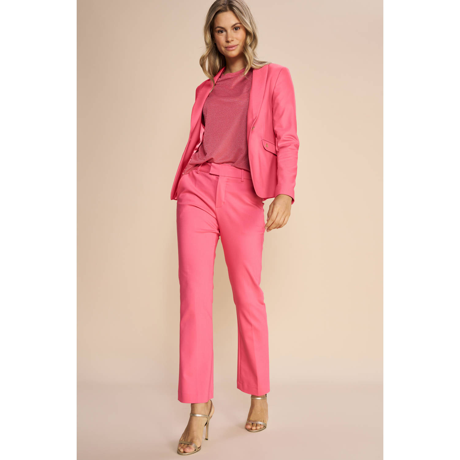 Mos Mosh straight fit pantalon Ellen Night roze