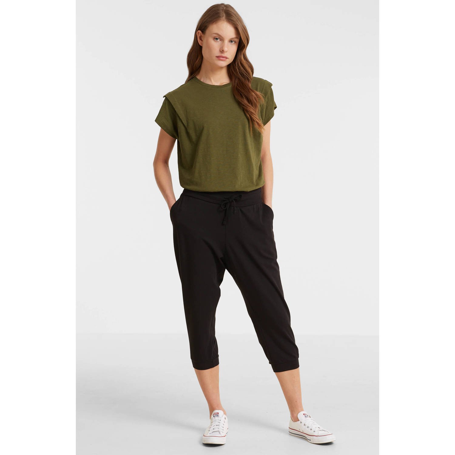 Anytime harem capri jogger zwart