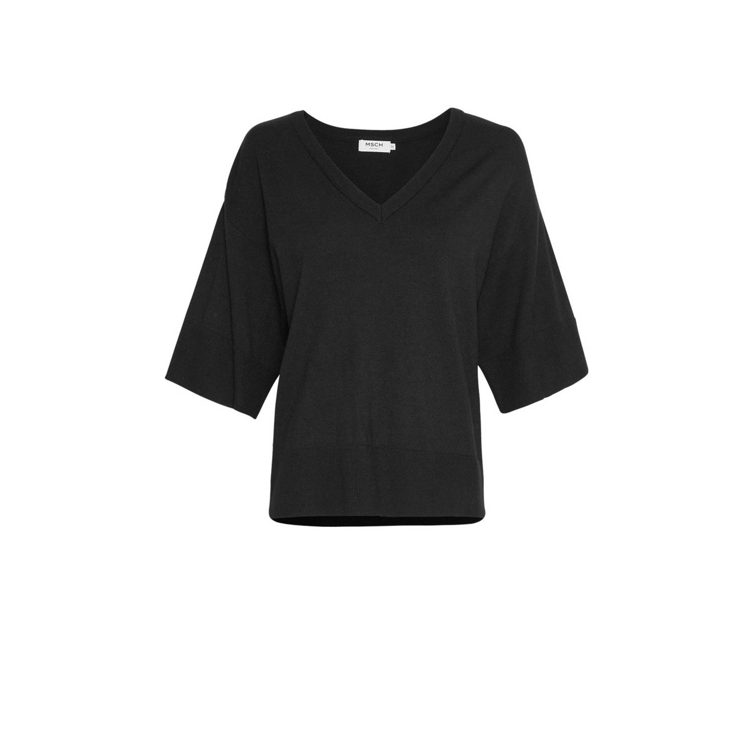 MSCH Copenhagen Oversized T-shirt van viscose met V-hals model 'Eslina'