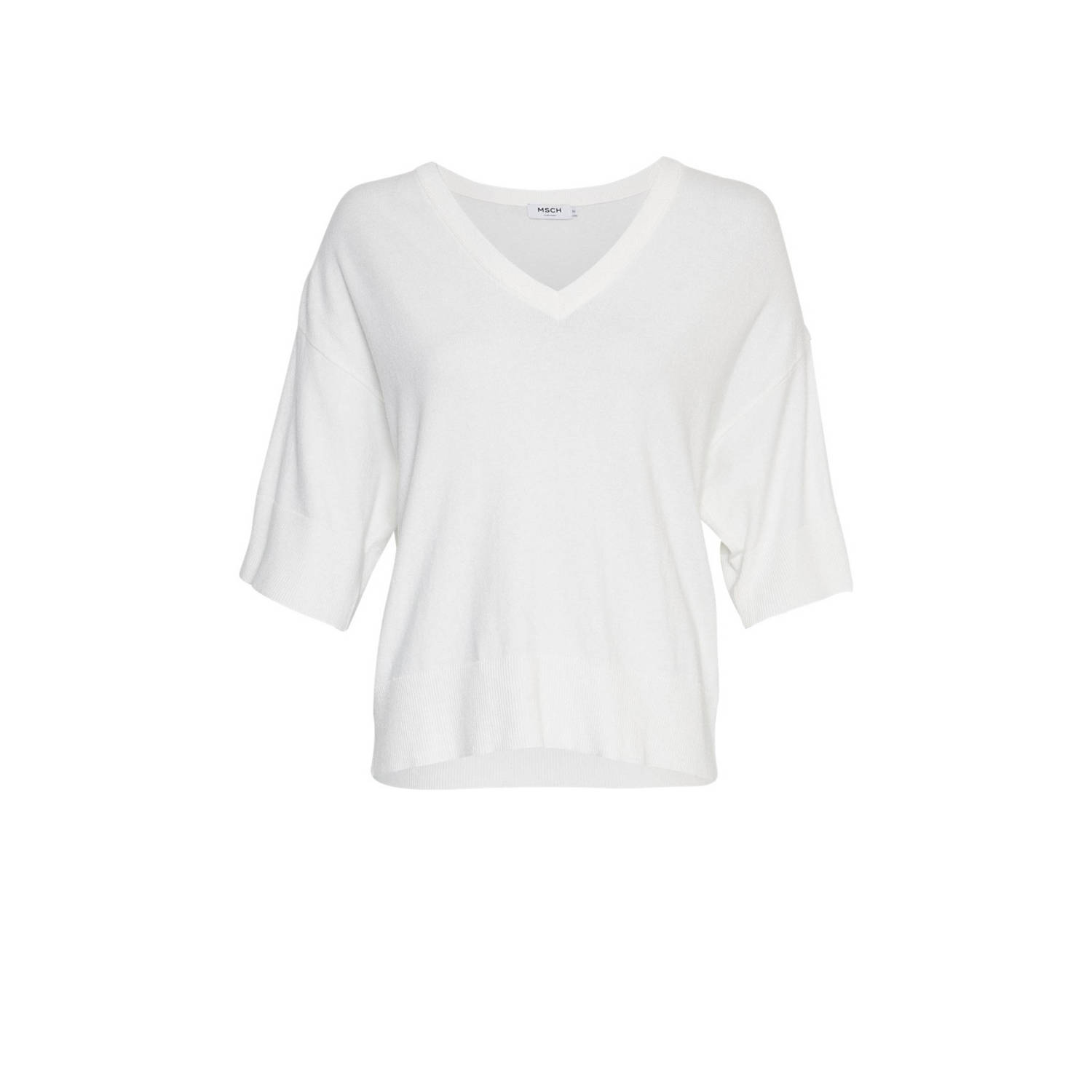 MSCH Copenhagen Oversized T-shirt van viscose met V-hals model 'Eslina'