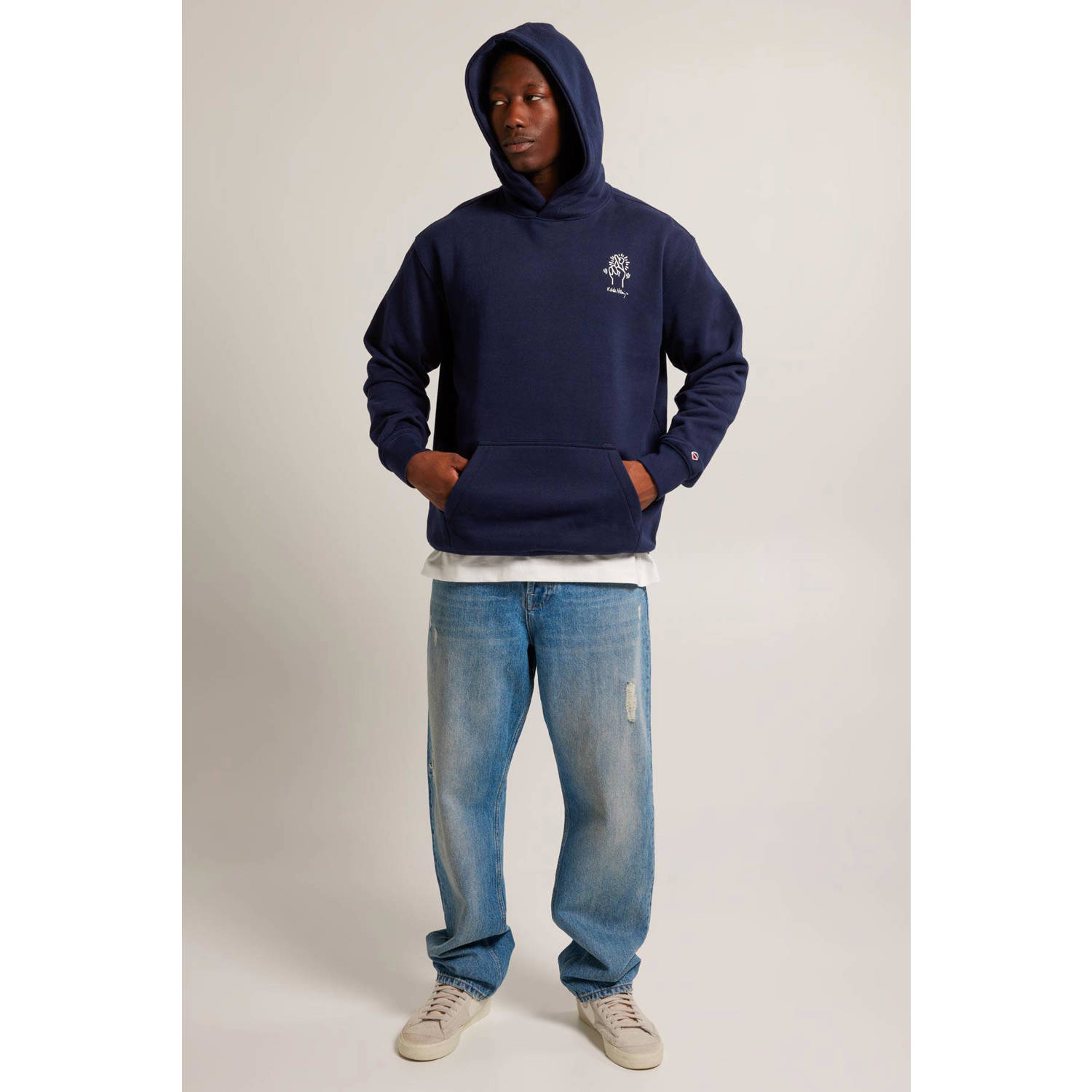 America Today hoodie Sly met backprint dark blue