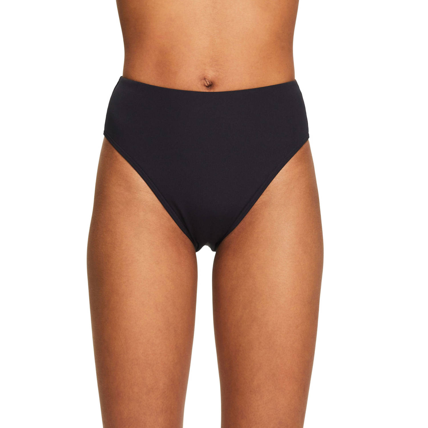 ESPRIT Women Beach high waist bikinibroekje met ribstructuur zwart