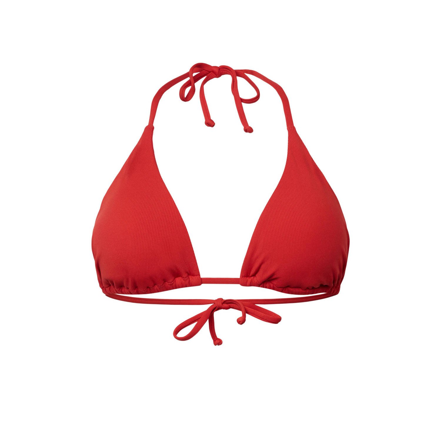 ESPRIT Women Beach voorgevormde triangel bikinitop met ribstructuur rood