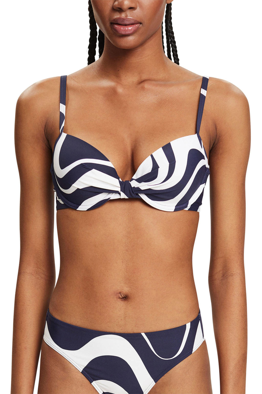 ESPRIT Women Beach voorgevormde beugel bikinitop donkerblauw/wit