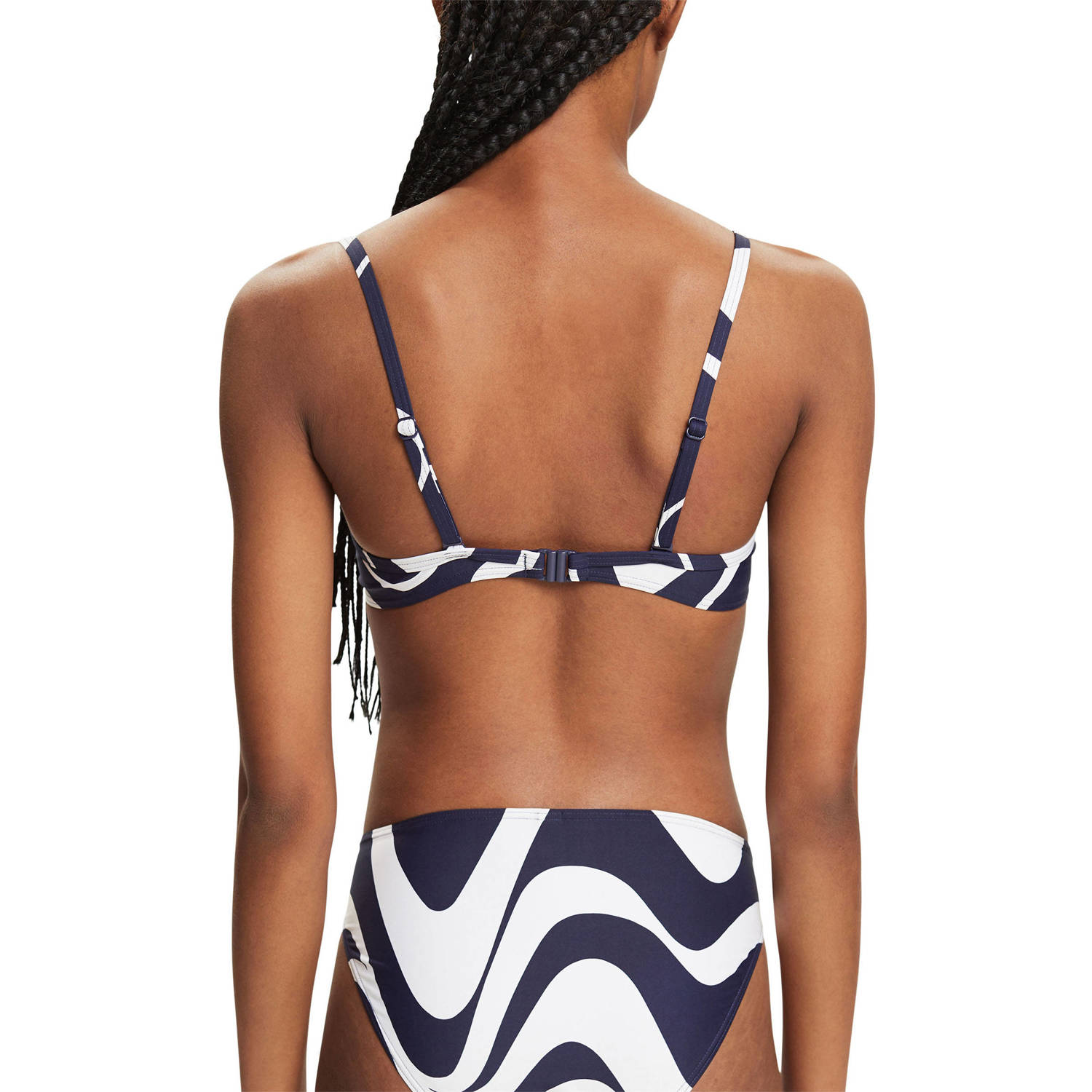 ESPRIT Women Beach voorgevormde beugel bikinitop donkerblauw wit