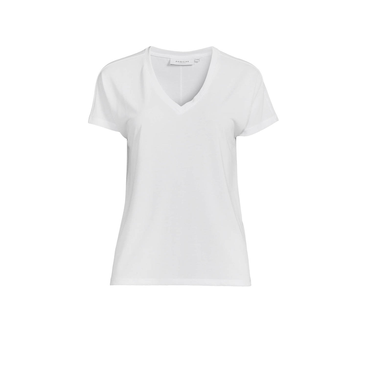 MSCH COPENHAGEN Dames Tops & T-shirts Mschfenya Modal V Neck Tee Ecru