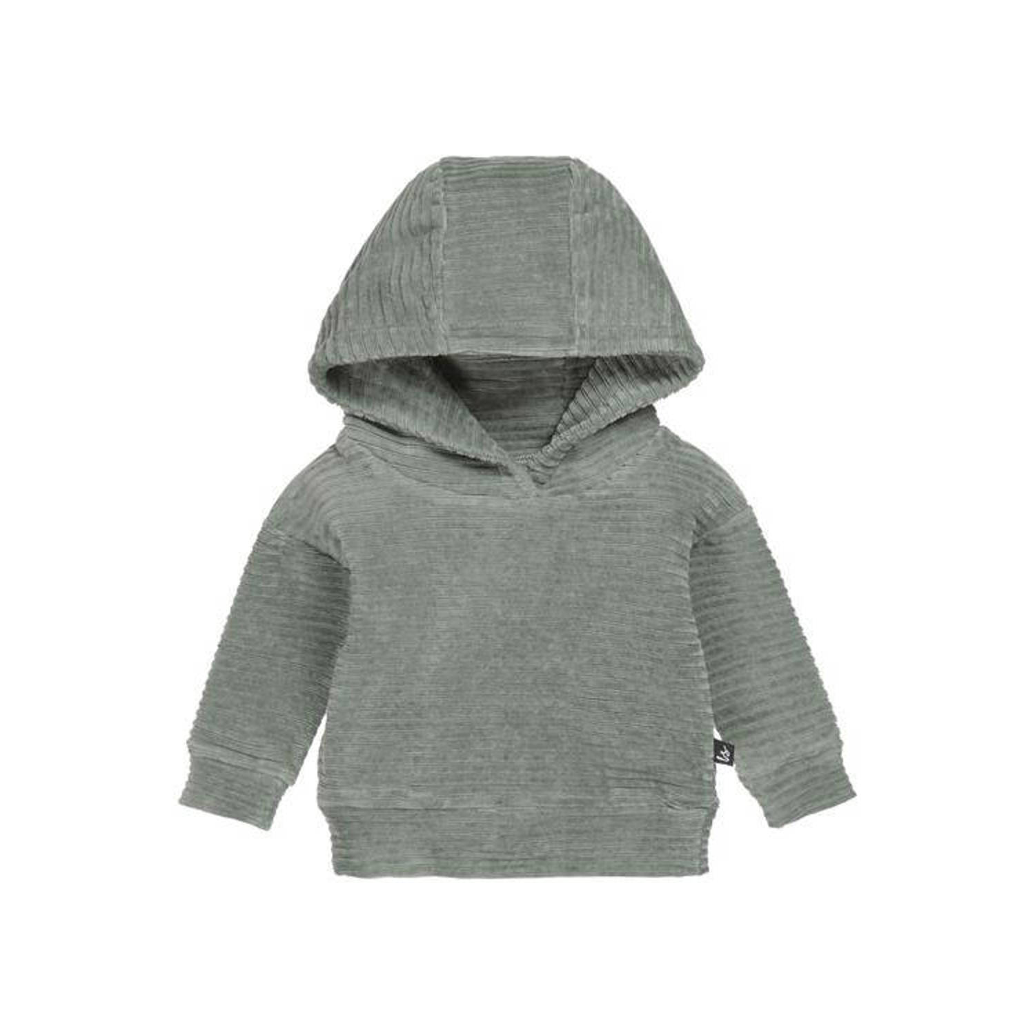 Babystyling baby corduroy hoodie groen Sweater Effen 50 56