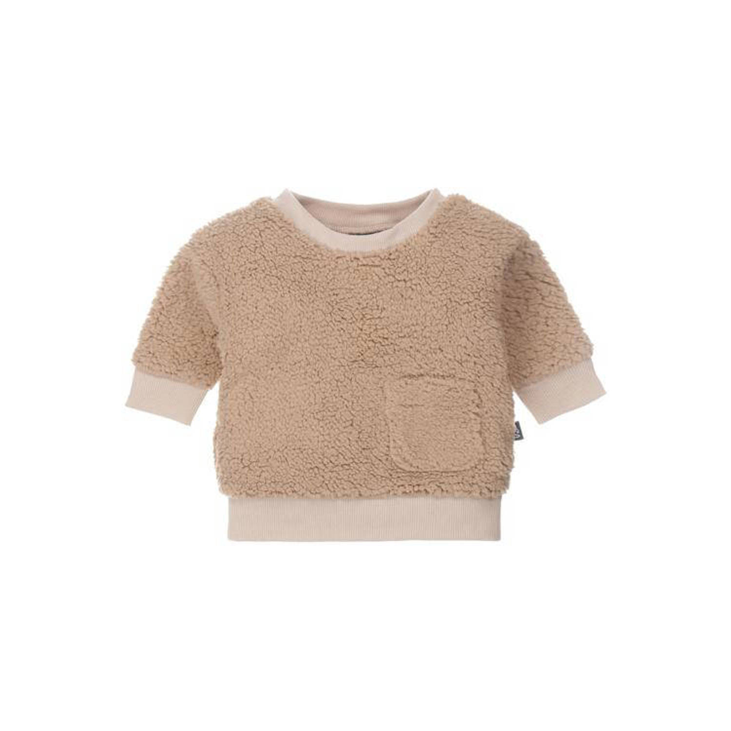 Babystyling baby sweater bruin Teddy Ronde hals Effen 62 68