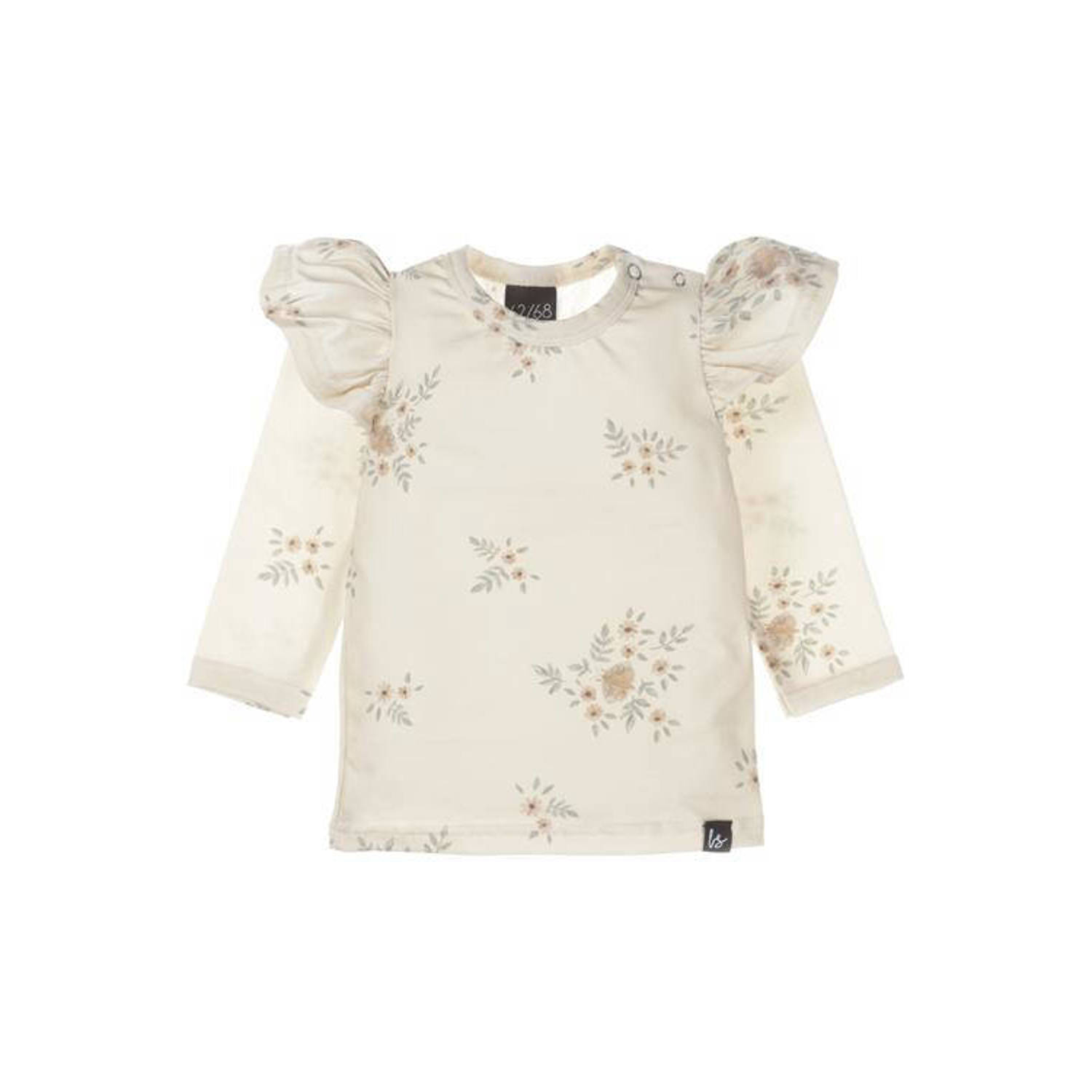 Babystyling baby gebloemde longsleeve ecru beige Meisjes Katoen Ronde hals 62 68