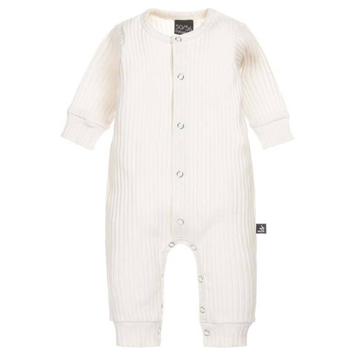 Babystyling baby ribgebreide boxpak beige Stretchkatoen Ronde hals 50 56