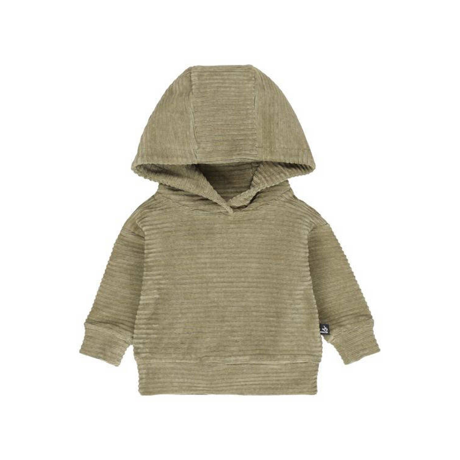 Babystyling baby ribgebreide corduroy hoodie met textuur groen