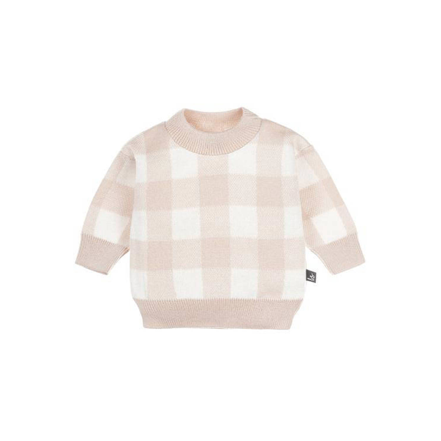 Babystyling baby geruite sweater lichtroze wit Ruit 50 56