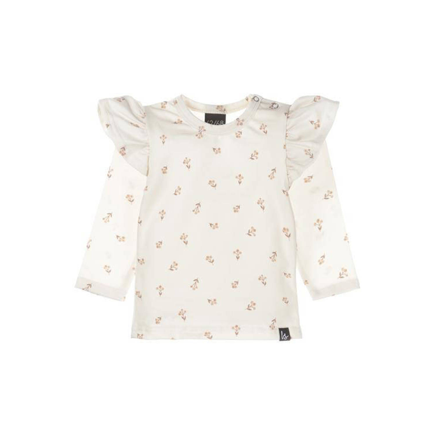 Babystyling baby gebloemde longsleeve ecru beige Meisjes Stretchkatoen Ronde hals 50 56