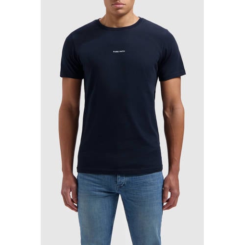 Pure Path regular fit T-shirt met backprint navy afbeelding