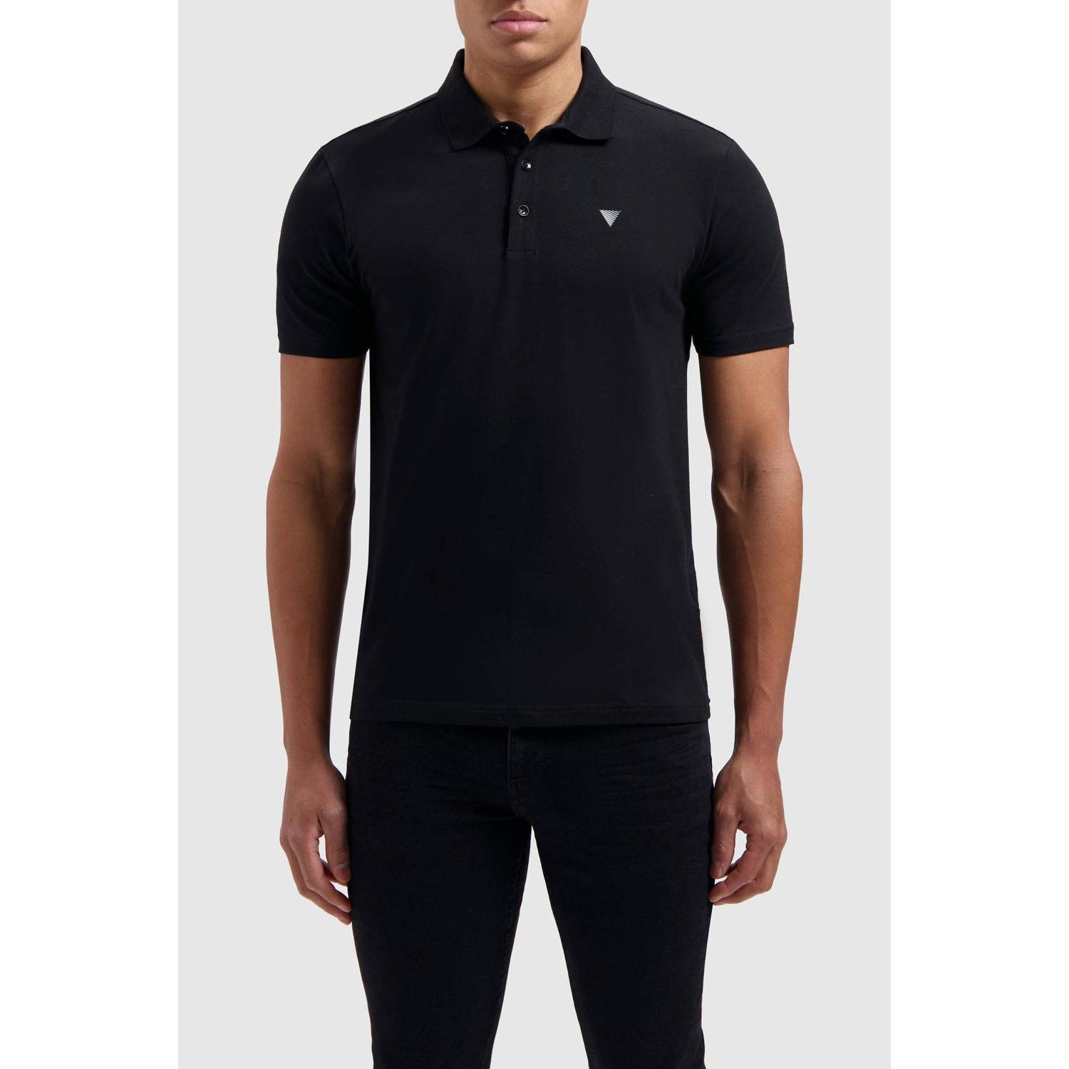 PURE PATH Heren Polo's & T-shirts Pure Logo Polo With Chest Print Zwart