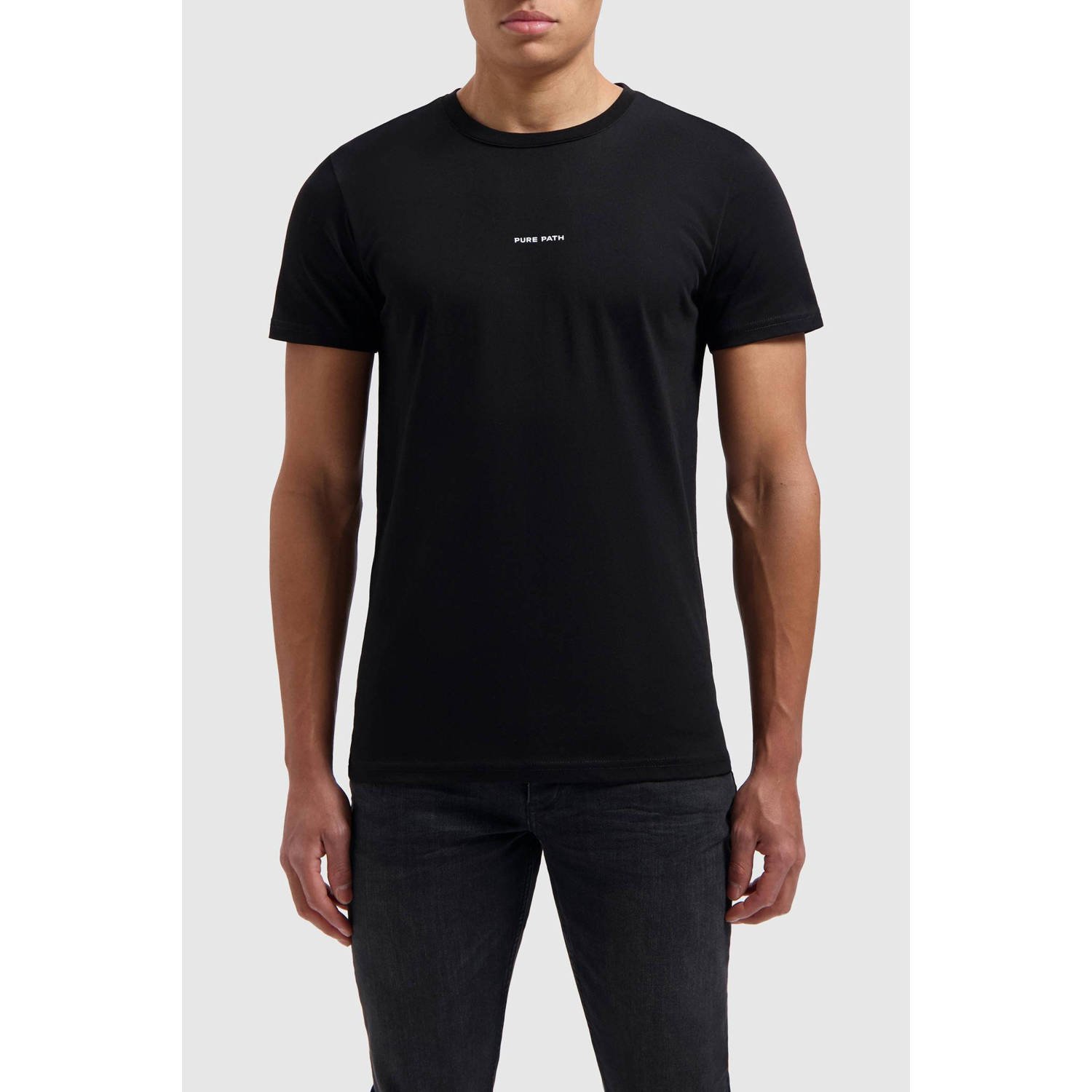 PURE PATH Heren Polo's & T-shirts Essential Logo T-shirt Zwart